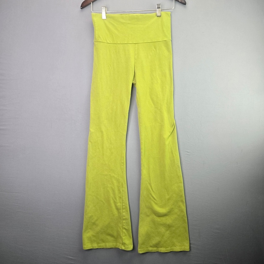 Image Nation Yoga Pants Flare Leg High Waist Lime Green Small Vintage Y2K Bell